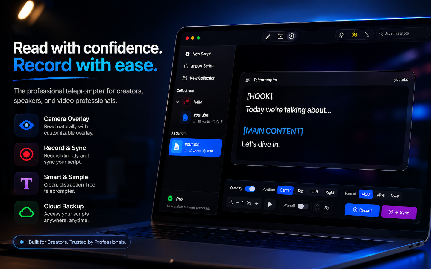 TelePromptOS — Scrolling view